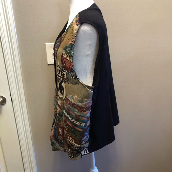 Vintage Venezia Jeans Route 66 Tapestry Style Vest Size 18/20 - Picture 9 of 10